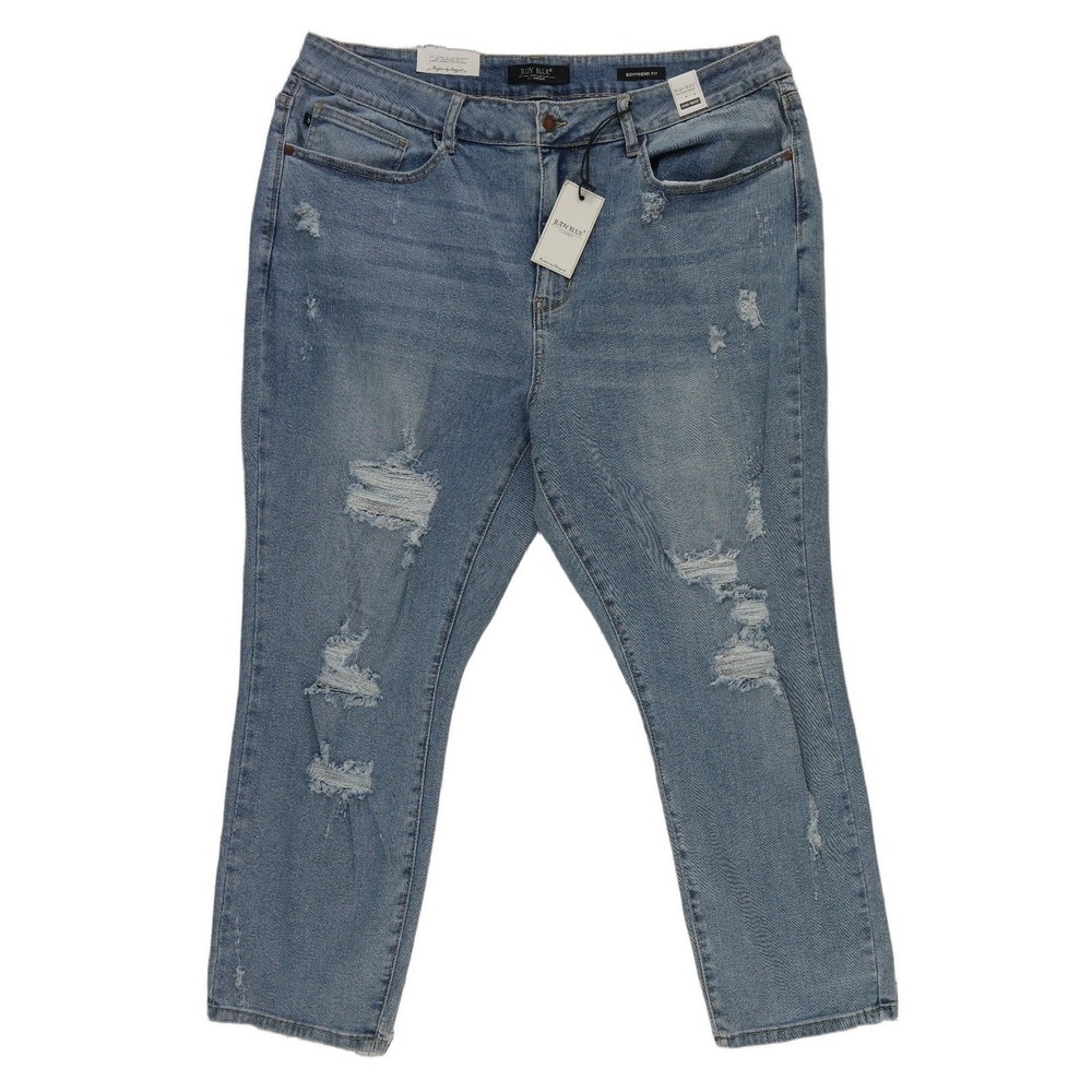 NWT Judy Blue Boyfriend Jeans Women's Size 22W Blue Distressed High Waist Wear